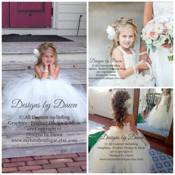 Detachable Train Flower Girl Dress