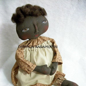 PATTERN, Primitive black doll, 17 in. fabric doll, designed by Dumplinragamuffin; #PO168
