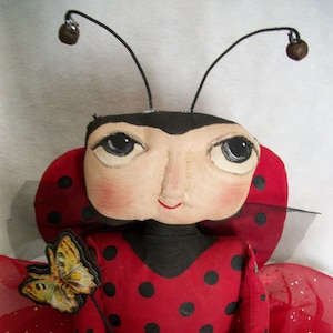PATTERN, sewing, Primitive folk art  15 in. lady bug doll, by Dumplinragamuffin, #177