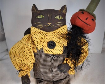 by,Dumplinragamuffin,#212 Primitive doll,Halloween,black pumpkin doll PATTERN