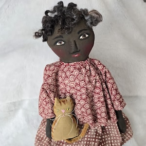 PATTERN, primitive doll, black folk art, 18 in. collectible, farmhouse, home and living, Dumplinragamuffin #378