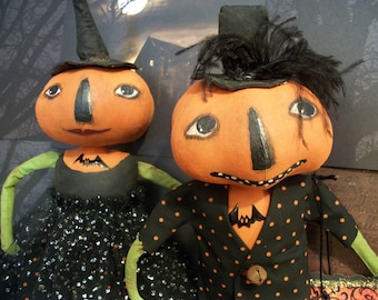 by,Dumplinragamuffin,#212 Primitive doll,Halloween,black pumpkin doll PATTERN