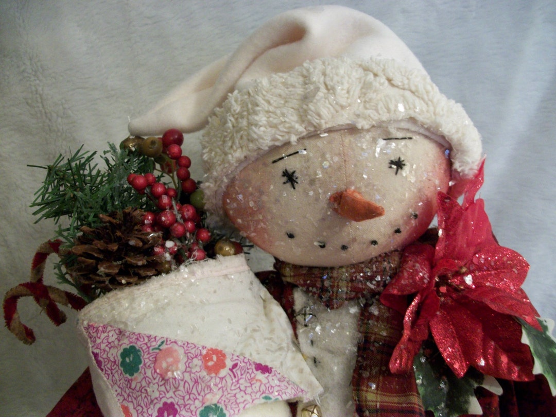 Pattern,sewing,primitive Snowman Doll, Christmas, Winter, Display, by
