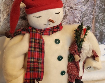Digital e-pattern, Primitive snowman and Santa doll pattern, handmade dolls, Christmas décor, doll making, birthday gift, Dumplinragamuffin