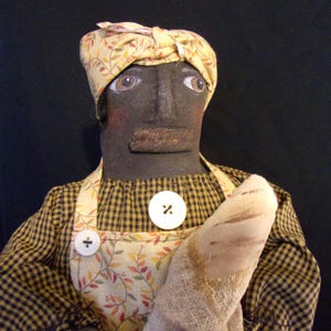 PATTERN, SEWING, folk art black doll, original design, handmade, 15 in., farmhouse, primitive doll, by Dumplinragamuffin, #302