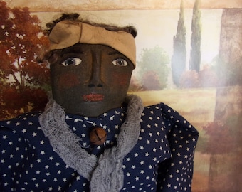 Digital E-pattern, black folk art, primitive doll, 15 in. collectible, home decor, doll making, Americana, Dumplinragamuffin, 292