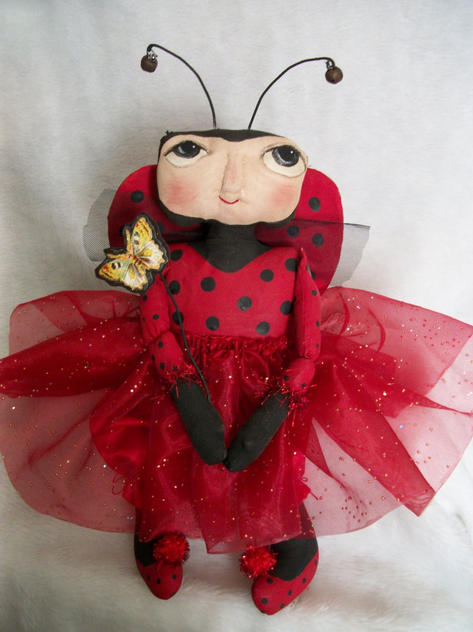 PATTERN, Sewing, Primitive Folk Art 15 In. Lady Bug Doll, by ...