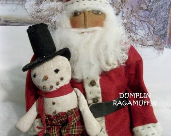 DIGITAL E-PATTERN, Christmas Santa, and Snowman, holiday décor, handmade Santa, primitive doll, home decor, Dumplinragamuffin 222