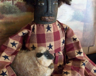 E-pattern, Primitive doll, black folk art, handmade, sheep doll, sewing instructions by Dumplinragamuffin, #24