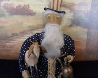 DIGITAL E-PATTERN, folk art uncle Sam, primitive doll, sewing instructions, doll making, Americana doll,#324