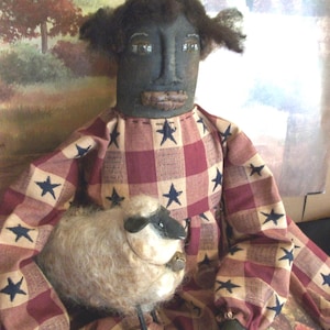 Primitive Folk Art Doll and Sheep Sewing Pattern (Mailed Pattern)#24