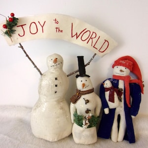 PATTERN, Christmas, ornaments, Primitive snowmen, 14 in. home and living,  Dumplinragamuffin #333