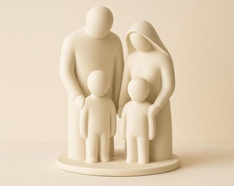 Minimalist family figure – Handmade decorative family – Gift for birth, Mother's Day, Christmas – Family statue 4 people