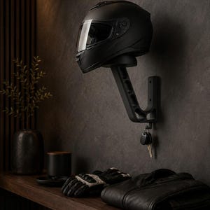 Motorcycle Helmet Wall Mount | Helmet Holder Wall Mount | Key & Jacket Hook | 3D Printed | Garage Hallway | Gift for Bikers | Personalized
