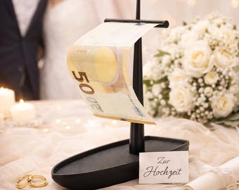 Modern money gift holder – 3D-printed designer money stand in black or white – minimalist money gift