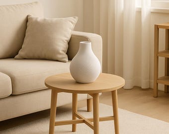 Modern 3D-printed vase – Minimalist decoration in white, Scandinavian design – Home accessory for the living room, office or gift