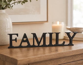 FAMILY lettering decoration 3D print | Living room decoration freestanding | Decoration with heart | Gift for family | Made in Germany