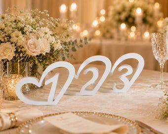 Wedding Table Numbers Heart 1-10 | Heart-Shaped Table Numbers 3D Printed | Wedding Table Decoration Numbers | Heart-Shaped Place Cards Table Decoration
