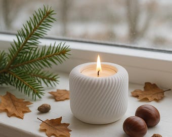 Set of 3 tealight holders in white design – Scandinavian style | For LED & regular tealights | Minimalist, modern, 3D printed