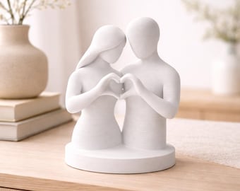Wedding Gift Sculpture for Couples – 3D Printed Love Sculpture in Pure White | Minimalist Decor for Weddings, Engagements & Anniversaries