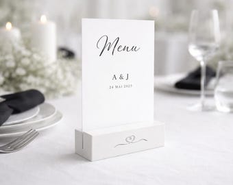 Set of 3 Wedding Card Holders | Minimalist Card Stand in Black and White | Modern Table Decoration for Menu & Drinks | 3D Printed