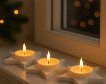 Set of 3 Christmas star tealight holders – 3D-printed decorative stars for LED tealights | Christmas decoration | Gift idea