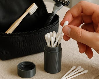 3D Printed Cotton Swab Holder | Travel Q-Tip Case | Waterproof Cotton Swab Case | Bathroom Organizer | Made in Germany