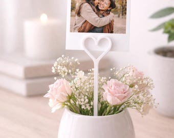 3D Printed Heart Card Holders, Set of 4 | Card & Photo Holders | Valentine's Day Gift Idea | Flower Pick Decoration | Black or White