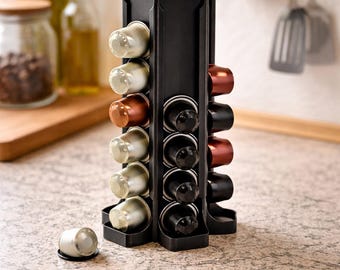 Nespresso capsule holder 3D printed – vertical capsule stand – space-saving & modern coffee capsule storage – black or white