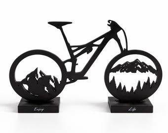 Bicycle sculpture "Enjoy Life" – modern decor for bike lovers | Gift for cyclists | Minimalist home decor, 3D printed