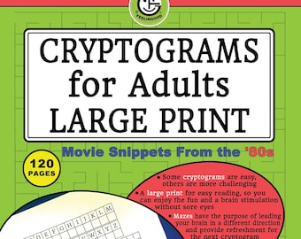 CRYPTOGRAMMEN VOOR VOLWASSENEN filmcitaten in grote letters uit de jaren 80,