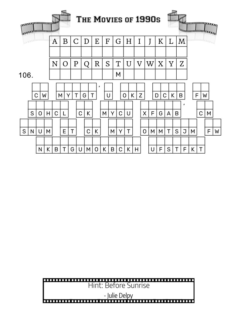 CRYPTOGRAMS FOR ADULTS Large Print Movie Quotes From the '90s, 120 ...