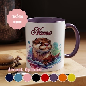 Aangepaste koffiemok naam otter: retro grafische accentmok (11oz, 15oz)