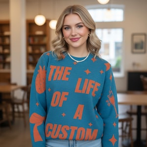 The Life of a Custom Christmas Knitted Sweater,  Christmas Knitted Crew Neck Sweater, Cozy Christmas Sweater