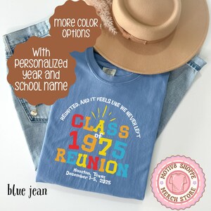 Custom Class of 1975 Reunion Comfort Colors, Class of 1975 Colorful Reunion Shirt, Class of 75 High School Reunion, 50th Class Reunion Shirt