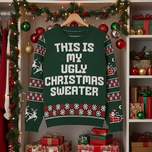 Ugly Christmas Sweater, Custom Christmas Knitted Sweater, Funny Christmas Knitted Crew Neck Sweater, Office Cozy Christmas Sweater