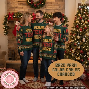 Custom 2025 Family Christmas Knitted Sweater, Personalized Office Christmas Knitted Crew Neck Sweater, Funny Cozy Christmas Sweater