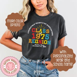 Custom Class of 1975 Reunion Comfort Colors, Class of 1975 Reunion Shirt, Class of 75 High School Reunion, 50th Class Reunion Shirt