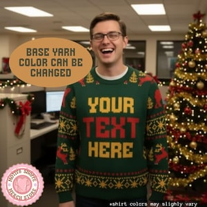 Personalized Office Christmas Knitted Crew Neck Sweater, Custom 2025 Christmas Knitted Sweater, Funny Cozy Christmas Sweater