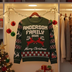 Family Matching Christmas Knitted Crew Neck Sweater, Custom Christmas Squad Knitted Sweater, Family Reunion Cozy Christmas Sweater