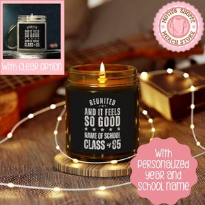 Custom Class Reunion Party Favors, 1985 Class Reunion Giveaways, Class of 65 Scented Candles, Coconut Apricot Wax (4oz, 9oz)
