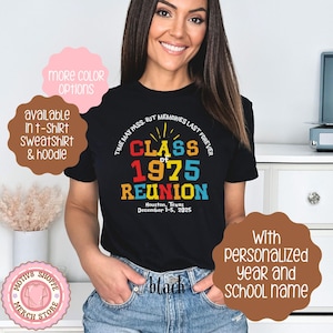 Custom Class of 1975 Reunion Shirt with Location and Date, Personalized 1975 Reunion T-shirt, Class of 75 High School Reunion Attire