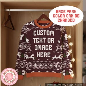 Custom Ugly Christmas Knitted Sweater 2025, Custom Text or Image Christmas Knitted Crew Neck Sweater, Matching Cozy Christmas Sweater