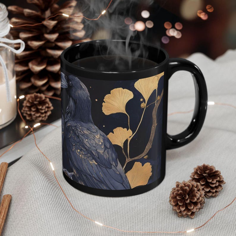Raven Couple Coffee Mug | Gothic Celestial Crow, Dark Academia image 2