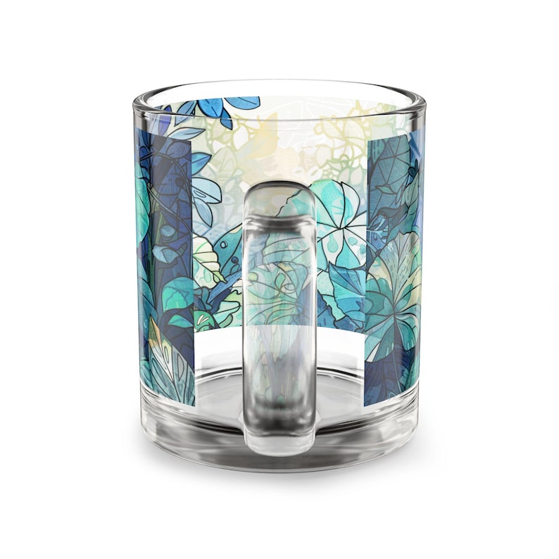 Taza de vidrio botánica: Taza de té artesanal de 10 oz imagen 3