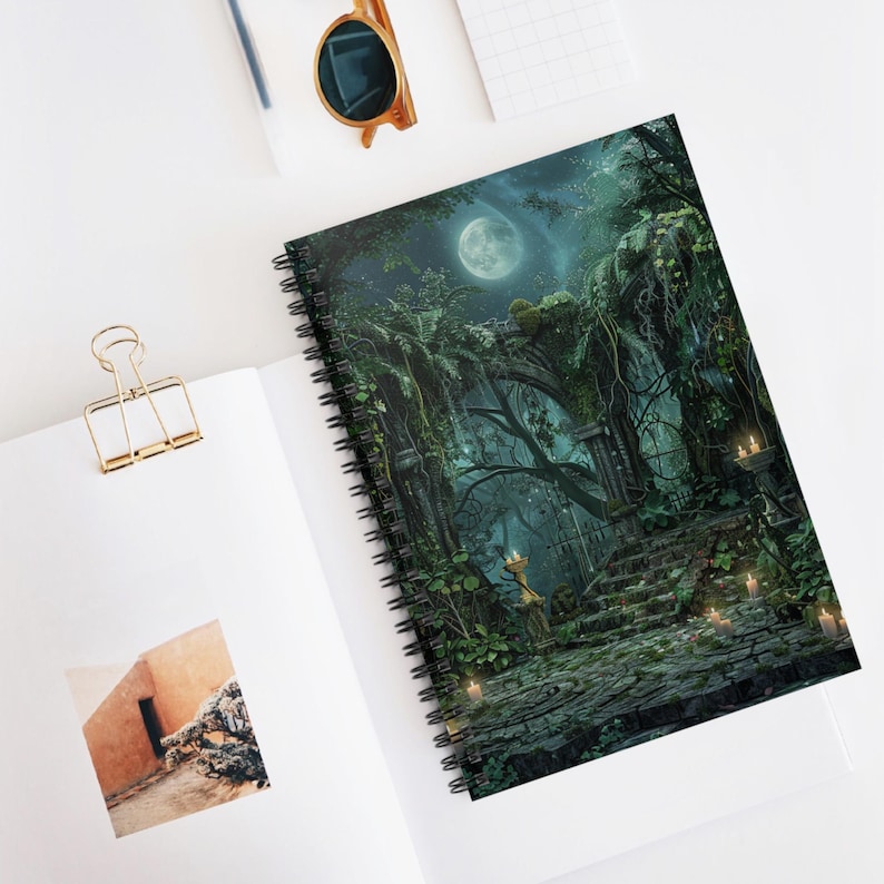 Enchanted Forest Spiral Notebook - Moonlit Ruins, Fantasy Design - Etsy
