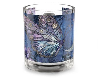 Glazen vlindermok: speels drinkgerei met bloemen, 10 oz