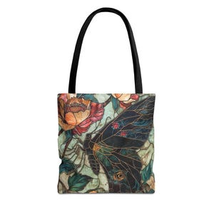 Botanical Butterfly Tote Bag, Eco-Friendly Shopping Bag, Floral Gift, Art Tote for Nature Lovers, Spring Fashion, Everyday Use