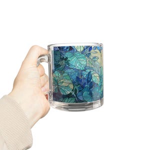 Taza de vidrio botánica: Taza de té artesanal de 10 oz imagen 7