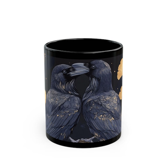 Raven Couple Coffee Mug | Gothic Celestial Crow, Dark Academia